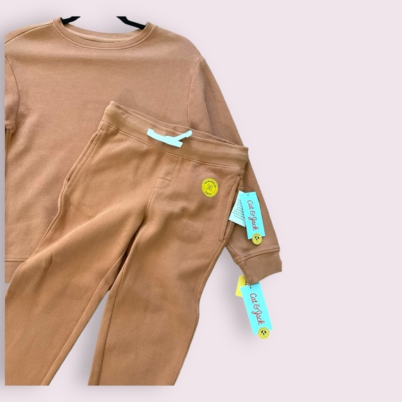 Cat & Jack Long Sleeve Waffle Knit Top and Bottom Set - Picture 2 of 3